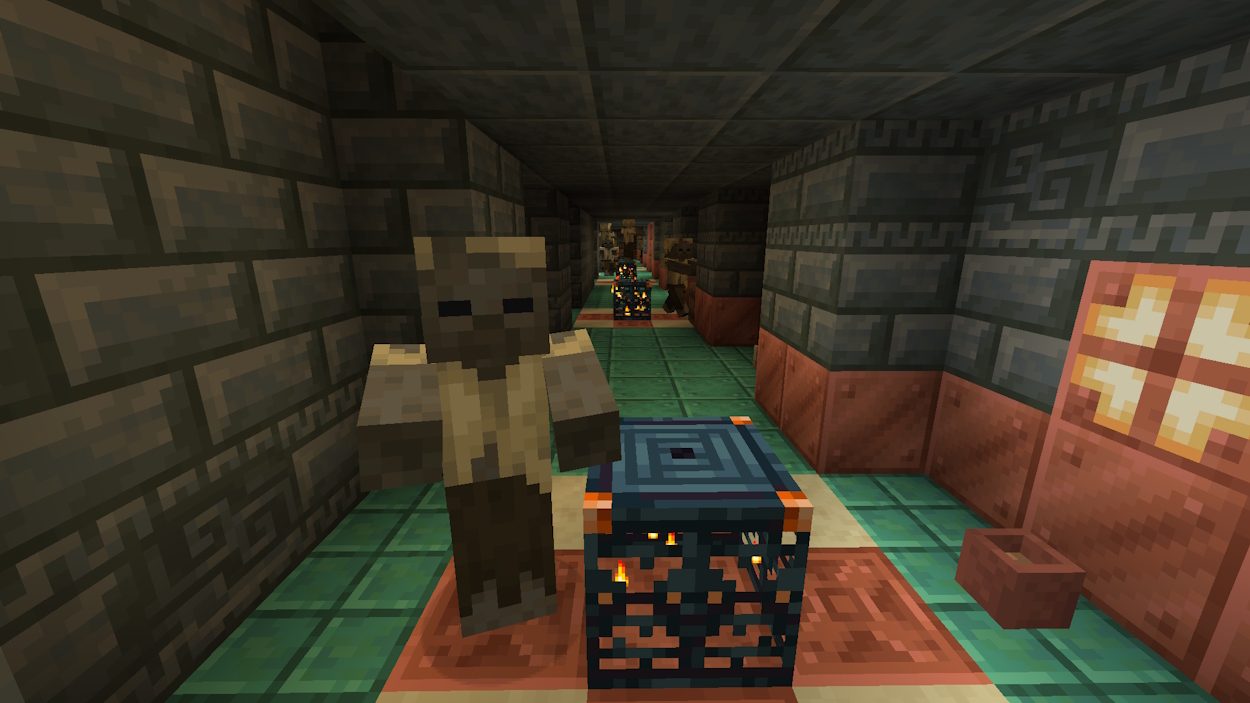 Husk gerado pelo gerador de teste no corredor da câmara de teste no Minecraft 1.21